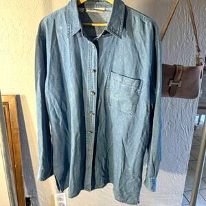 Vintage 90s Mili Designs Rhinestone Denim Shirt